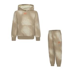 Nike Beige Hoodie and Joggers with Orange Logo